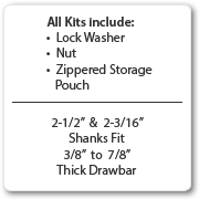 Ball Swappers Exchangeable Trailer Towing Balls. Made from Solid Stainless Steel. Designed to Last a Lifetime. Heavy Duty and Standard Kits include: Lock Washer, Nut and Zippered Storage Pouch